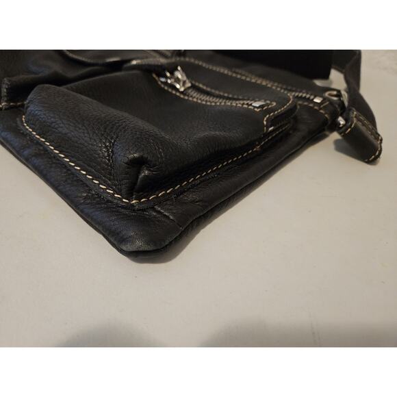 Fossil Multi Pockets Black Leather Crossbody 11x9 - Picture 5 of 10
